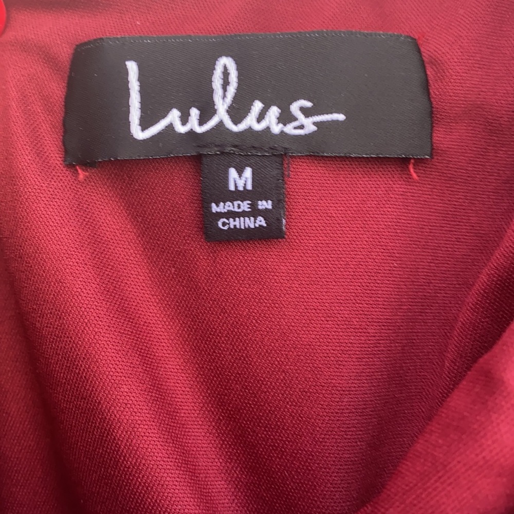 Lulu’s one shoulder midi bodycon holiday burgundy cocktail dress NWT medium - Picture 4 of 5